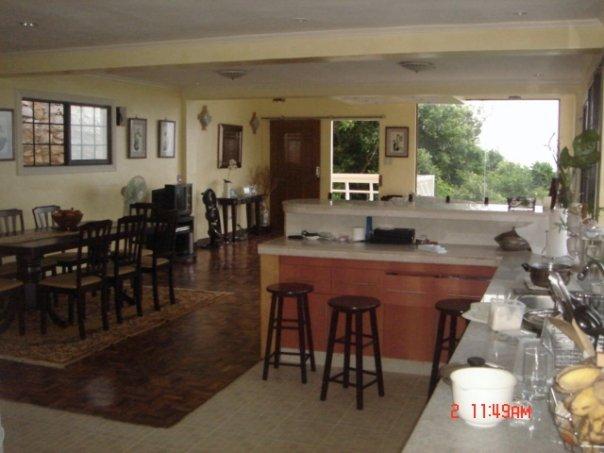 view of kitchen, dining area, living room